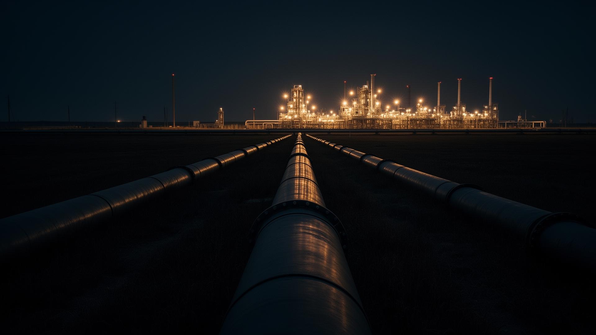 Pipeline corridor leading to compressor station